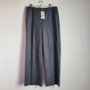 NWT Boden Heritage British Tweed Wide Leg Trouser Women 10 Dark Grey Herringbone